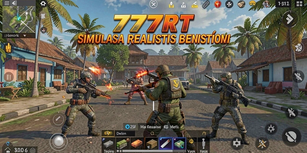 Tangkapan layar utama 777RT menunjukkan gameplay simulasi yang menarik.