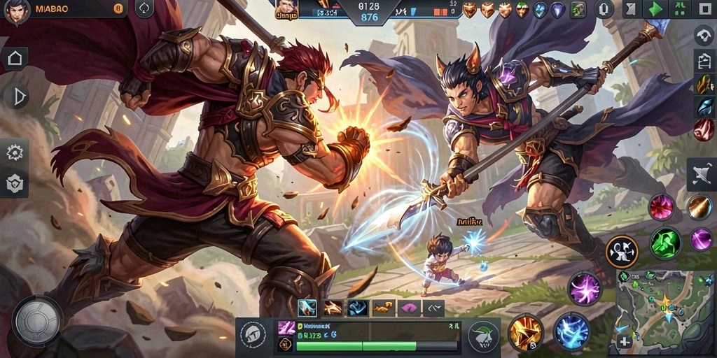 Screenshot dari gameplay <strong>8768</strong> yang menampilkan pertempuran epik di arena.