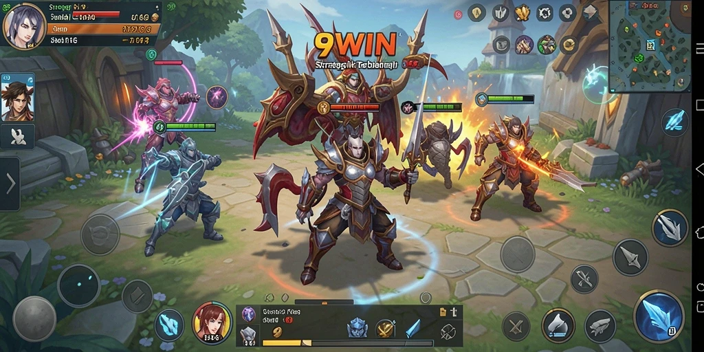 Tangkapan layar gameplay <strong>9WIN</strong> menampilkan pertempuran strategis yang mendebarkan.