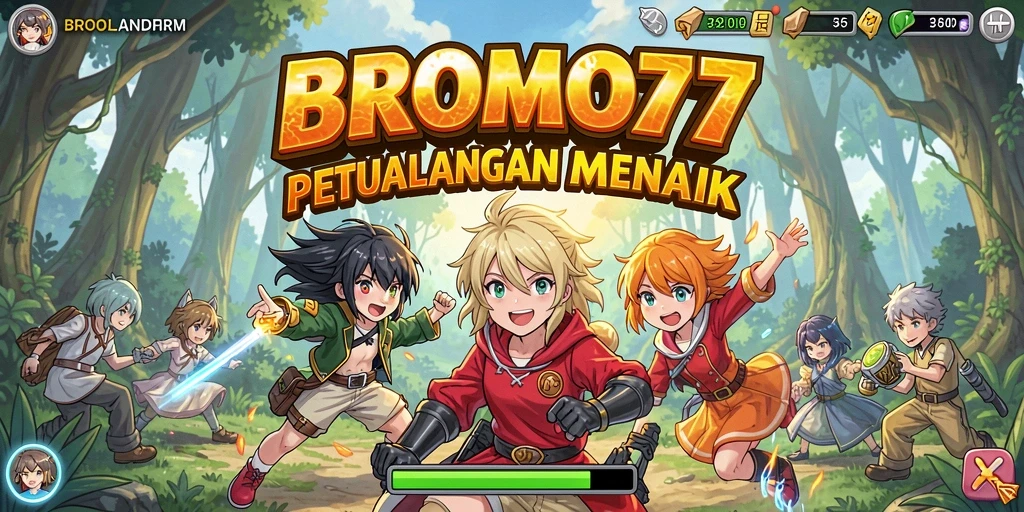 Tampilan gameplay seru di BROMO77 dengan karakter anime yang unik.