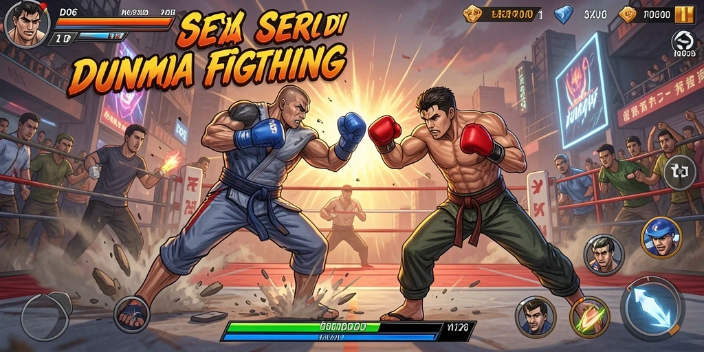 Screenshot gameplay D06 menampilkan pertarungan seru antar karakter.