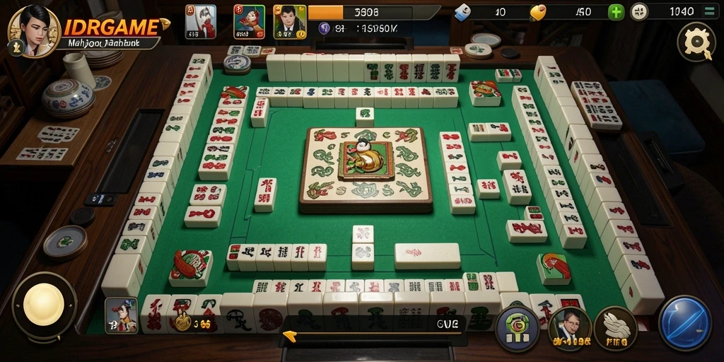 Tampilan gameplay menantang dari IDRGAME dalam permainan Mahjong.