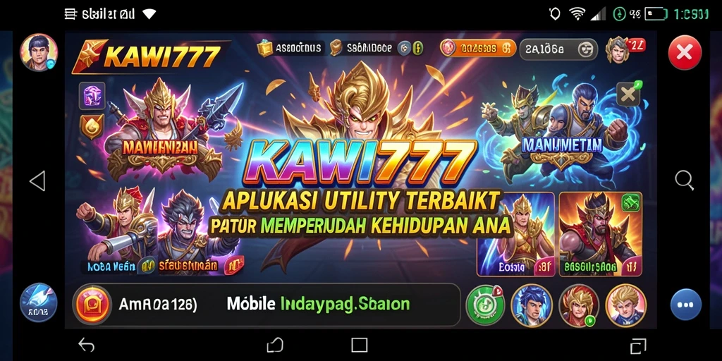 Tampilan antarmuka aplikasi KAWI777 dengan fitur Utility yang lengkap.