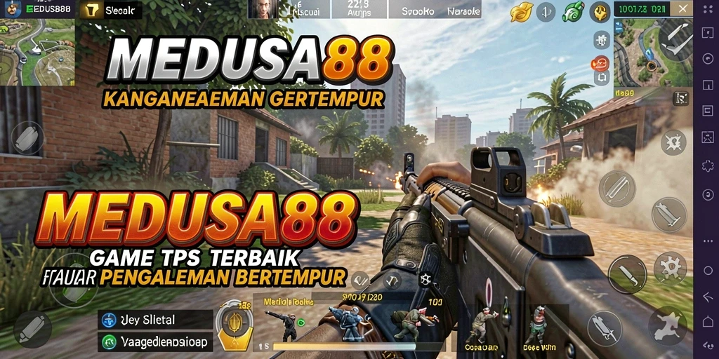 Tangkapan layar dari gameplay seru MEDUSA88 dalam pertempuran TPS.