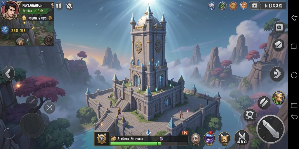 Screenshot gameplay N06 menampilkan menara bertahanan yang siap menghadapi serangan.