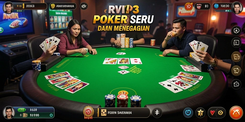 Screenshot gameplay Poker yang mendebarkan dan interaktif di RVIP3.