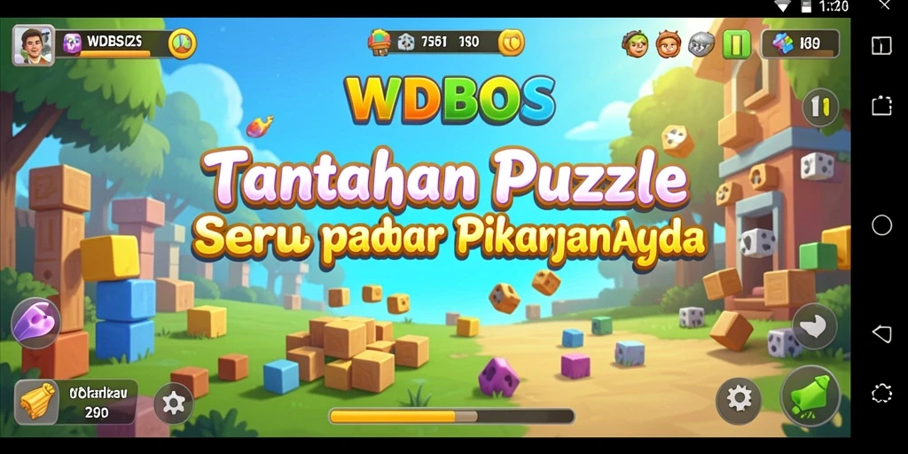 Tampilan utama gameplay WDBOS dengan berbagai teka-teki yang menantang.